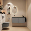 MONDIAZ TURE-DLUX 120cm toiletmeubel Smoke. EDEN wastafel Glace positie links. Zonder kraangat. SW1103578