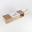 MONDIAZ BUKLA 200cm badmeubel met open module 40 rechts kleur Washed Oak met 3 lades. Wastafel CLOUD dubbel 0 kraangaten kleur Talc. SW1382187
