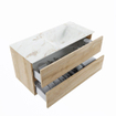 MONDIAZ VICA-DLUX Badkamermeubelset - 100cm - onderkast washed oak - 2 lades - inbouw wastafel cloud rechts - 1 kraangat - 60cm hoge versie - frape SW1088762