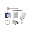 Grohe Grohtherm regendoucheset inbouw - hoofddouche vierkant - handdouche vierkant - gebogen wandarm - supersteel SW1235168