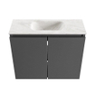 MONDIAZ TURE-DLUX 60cm toiletmeubel Dark Grey. EDEN wastafel Ostra positie midden. Zonder kraangat. SW1104816
