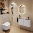 MONDIAZ TURE-DLUX 80cm toiletmeubel Cale. EDEN wastafel Opalo positie links. Met 1 kraangat. SW1104233