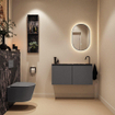 MONDIAZ TURE-DLUX 100cm toiletmeubel Dark Grey. EDEN wastafel Lava positie rechts. Met 1 kraangat. SW1103750