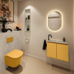 MONDIAZ TURE-DLUX 60cm toiletmeubel Ocher. EDEN wastafel Opalo positie links. Met 1 kraangat. SW1104428