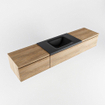 MONDIAZ BUKLA 200cm badmeubel met module 60 kleur Washed Oak met 3 lades. Wastafel CLOUD midden 0 kraangaten kleur Urban. SW1382156