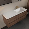 Mondiaz Aivy badmeubelset - 120x45x50cm - 1 kraangat - 1 wasbak talc Solid surface - Rechts - 2 lades - Met spiegel - Melamine Mocha SW909432