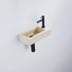 QeramiQ Fuente Fonteinset - 37.5x18.5x9cm - keramiek - kraangat rechts - fonteinkraan zwart mat - afvoerplug - verlaagd sifon - Mat Beige SW1232734