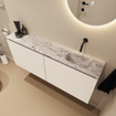 MONDIAZ TURE-DLUX 120cm toiletmeubel Talc. EDEN wastafel Glace positie rechts. Zonder kraangat. SW1103135