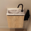 MONDIAZ TURE-DLUX 40cm toiletmeubel Washed Oak. EDEN wastafel Glace positie links. Met 1 kraangat. SW1103599