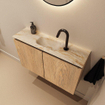 MONDIAZ TURE-DLUX 80cm toiletmeubel Washed Oak. EDEN wastafel Frappe positie midden. Met 1 kraangat. SW1103053