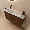 MONDIAZ TURE-DLUX 80cm toiletmeubel Rust. EDEN wastafel Glace positie links. Zonder kraangat. SW1103516