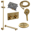 BRAUER Gold Edition Thermostatische Regendouche inbouw - drukknoppen - SET 67 - 20cm hoofddouche - rechte muurarm - 3 standen handdouche - doucheslang - geïntegreerde glijstang - goud geborsteld PVD SW925669