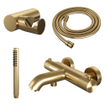 Brauer Gold Carving Badkraan - douchegarnituur - handdouche staaf 1 stand - carving knop - PVD - geborsteld goud SW715686