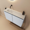 MONDIAZ TURE-DLUX 80cm toiletmeubel Clay. EDEN wastafel Opalo positie links. Zonder kraangat. SW1104262