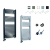 Sanicare Elektrische Design Radiator - 111.8 x 60 cm - 730 Watt - thermostaat chroom linksonder - mat zwart SW890908