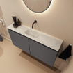 MONDIAZ TURE-DLUX 100cm toiletmeubel Dark Grey. EDEN wastafel Opalo positie midden. Zonder kraangat. SW1104270