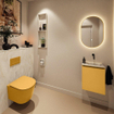 MONDIAZ TURE-DLUX 40cm toiletmeubel Ocher. EDEN wastafel Ostra positie rechts. Zonder kraangat. SW1104928