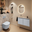 MONDIAZ TURE-DLUX 80cm toiletmeubel Clay. EDEN wastafel Glace positie links. Zonder kraangat. SW1103238