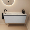 MONDIAZ TURE-DLUX 100cm toiletmeubel Plata. EDEN wastafel Opalo positie links. Met 1 kraangat. SW1104461