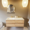 MONDIAZ VICA-DLUX Badkamermeubelset - 120cm - onderkast washed oak - 4 lades - inbouw wastafel cloud links - 1 kraangat - 60cm hoge versie - opalo SW1088453