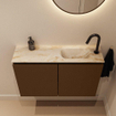MONDIAZ TURE-DLUX 80cm toiletmeubel Rust. EDEN wastafel Frappe positie rechts. Met 1 kraangat. SW1102980