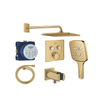 Grohe Grohtherm regendoucheset inbouw - hoofddouche vierkant - handdouche vierkant - gebogen wandarm - cool sunrise geborsteld SW1235181
