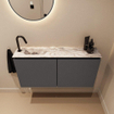MONDIAZ TURE-DLUX 100cm toiletmeubel Dark Grey. EDEN wastafel Glace positie links. Met 1 kraangat. SW1103252
