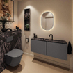 MONDIAZ TURE-DLUX 120cm toiletmeubel Dark Grey. EDEN wastafel Lava positie midden. Met 1 kraangat. SW1103817