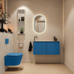 MONDIAZ TURE-DLUX 100cm toiletmeubel Jeans. EDEN wastafel Opalo positie links. Met 1 kraangat. SW1104378