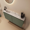 MONDIAZ TURE-DLUX 100cm toiletmeubel Army. EDEN wastafel Glace positie links. Met 1 kraangat. SW1103178