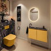 MONDIAZ TURE-DLUX 80cm toiletmeubel Ocher. EDEN wastafel Lava positie links. Met 1 kraangat. SW1103895