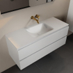 Mondiaz Aivy badmeubelset - 120x45x50cm - 0 kraangaten - 1 wasbak talc Solid surface - Midden - 2 lades - Zonder spiegel - MDF Talc SW892384