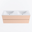 MONDIAZ VICA Badkamermeubelset - 130cm - onderkast rosee- 2 lades - wastafel cloud dubbel - 2 kraangaten - 60cm hoge versie - talc SW1083503