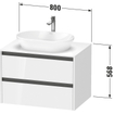 Duravit Ketho 2 wastafelonderbouwkast incl. consoleplaat met 2 laden 80x55x56.8cm met handgrepen antraciet basalt mat SW772202