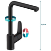 Hansgrohe Focus 1-gats keukenkraan 280 m. rechte uitloop draaibaar mat zwart OUTLETSTORE ( lichte beschadiging) STORE32119