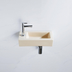 QeramiQ Fuente Fonteinset - 37.5x18.5x9cm - keramiek - kraangat links - fonteinkraan chroom - afvoerplug - verlaagd sifon - Mat Beige SW1232724