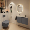 MONDIAZ TURE-DLUX 80cm toiletmeubel Dark Grey. EDEN wastafel Opalo positie links. Zonder kraangat. SW1104257