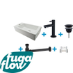 FugaFlow Eccelente Sobrado Badkamer Fonteinset - links - 1 kraangat - fonteinkraan mat zwart - wit SW1124049
