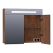 BRAUER Promise spiegelkast - 80x70x15cm - met directe verlichting - 2 enkelzijdige spiegeldeuren - Forest Cacao SW371652