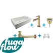 FugaFlow Eccelente Sobrado Badkamer Fonteinset - rechts - 1 kraangat - fonteinkraan geborsteld messing - wit SW1124030