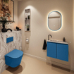 MONDIAZ TURE-DLUX 60cm toiletmeubel Jeans. EDEN wastafel Glace positie links. Met 1 kraangat. SW1103325