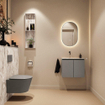 MONDIAZ TURE-DLUX 60cm toiletmeubel Smoke. EDEN wastafel Glace positie links. Zonder kraangat. SW1103567
