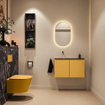 MONDIAZ TURE-DLUX 80cm toiletmeubel Ocher. EDEN wastafel Lava positie links. Zonder kraangat. SW1103892