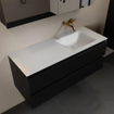 Mondiaz Aivy badmeubelset - 120x45x50cm - 0 kraangaten - 1 wasbak talc Solid surface - Rechts - 2 lades - Met spiegelkast - MDF Urban SW892195