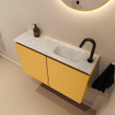 MONDIAZ TURE-DLUX 80cm toiletmeubel Ocher. EDEN wastafel Opalo positie rechts. Met 1 kraangat. SW1104442