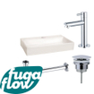 FugaFlow Eccelente Arredo fonteinset - 38x7x24cm - 1 kraangat - keramiek - fonteinkraan chroom - glans wit - SW1125301