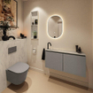 MONDIAZ TURE-DLUX Toiletmeubel - 100cm - Smoke - EDEN - wastafel Opalo - positie links - 1 kraangat SW1126211