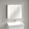 Villeroy & Boch My View 14+ spiegelkast met 2 deuren met LED verlichting verticaal 80x75x17.3cm incl. afsluitbare medicijnbox 1025444