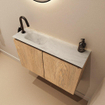 MONDIAZ TURE-DLUX Toiletmeubel - 80cm - Washed Oak - EDEN - wastafel Opalo - positie links - 1 kraangat SW1126217