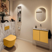 MONDIAZ TURE-DLUX 60cm toiletmeubel Ocher. EDEN wastafel Glace positie rechts. Zonder kraangat. SW1103415